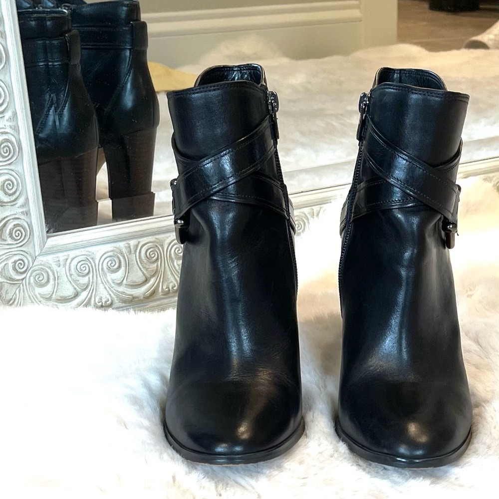 Coach Black Leather Ankle Boots, W- Sz 9
